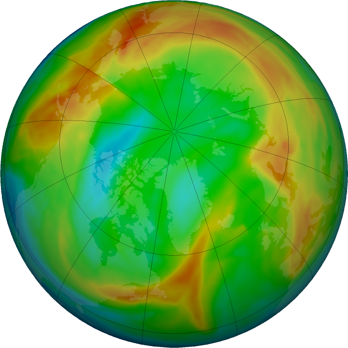 Arctic ozone map for 19 January 2020